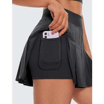 CRZ YOGA Pleated Tennis Skirts with Pockets for Women