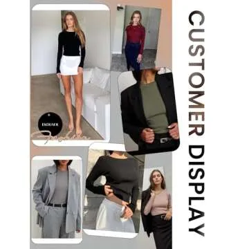 Ekouaer Womens Long Sleeve Shirts Crew Neck Fitted Ribbed Tops Basic Base Layer Soft Thermal Undershirts Tee Black M