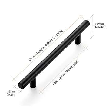 Stylish Matte Black Cabinet Pulls - 30 Pack