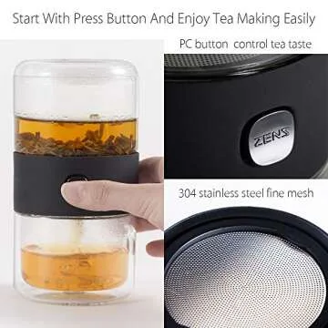 ZENS Travel Tea Set - Portable & Stylish Tea Brewer Set