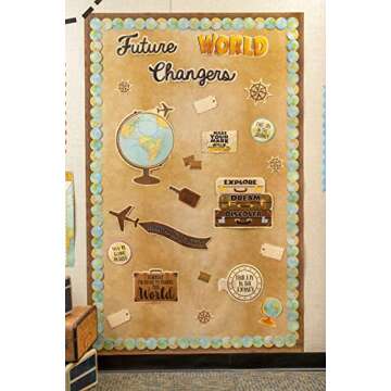 Teacher Created Resources Travel The Map Future World Changers Bulletin Board Set 14" x 19-1/2" Globe