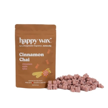 Happy Wax Cinnamon Chai Bear Shaped Wax Melts - Non Toxic Scented Wax for Warmers (8 oz Pouch)