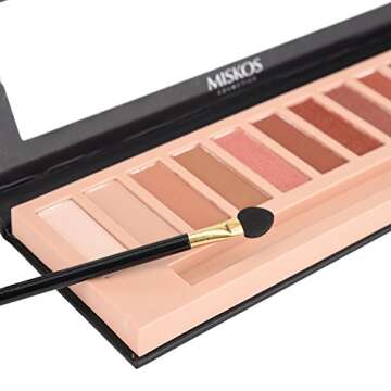 MISKOS 12 Colors Nude Tude Eyeshadow Palette Shimmer Matte Eye Makeup Pallete Set Highly Pigmented Red Dark Naked Eye Shadow Pallet (Pumpkin D)