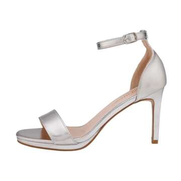 DREAM PAIRS Women's Ankle Strap High Stiletto Heels Pumps Heeled Sandals,Size 8,Silver/PU,Stecy-3