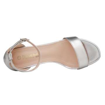 DREAM PAIRS Women's Ankle Strap High Stiletto Heels Pumps Heeled Sandals,Size 8,Silver/PU,Stecy-3