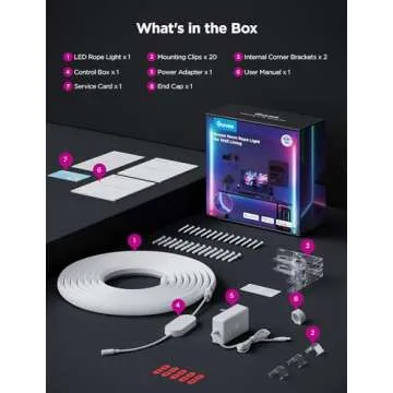 Govee Neon Rope Light for Wall Lining, LED Rope Lights Work with Matter, Google Assistant, Alexa, 16.4ft RGBIC Strip Lights with Smart App Control and Music Sync for Living Room, Bedroom, Wall Corners