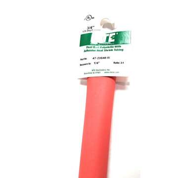 NTE Electronics 47-23548-R Heat Shrink Tubing, Dual Wall with Adhesive, 3:1 Shrink Ratio, 3/4" Diameter, 48" Length, Red