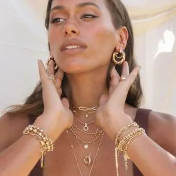 Ettika Gold Hoop Earrings. Hoops for Women. 18K Gold Plated Modern Day Twist Hoops. Birthday Gifts for Women