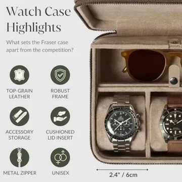 TAWBURY Luxury Leather Watch Box - 3 Watch Case