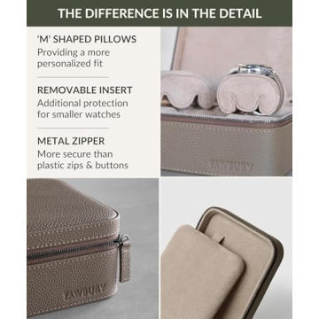 TAWBURY Luxury Leather Watch Box - 3 Watch Case