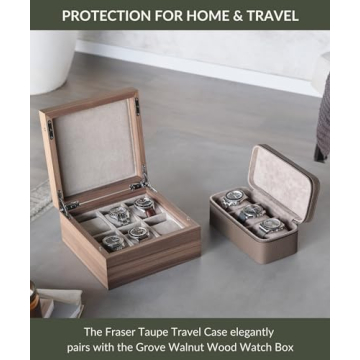 TAWBURY Luxury Leather Watch Box - 3 Watch Case