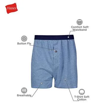 Hanes Men's Soft Jersey Boxers 6-Pack - Comfortable Fit