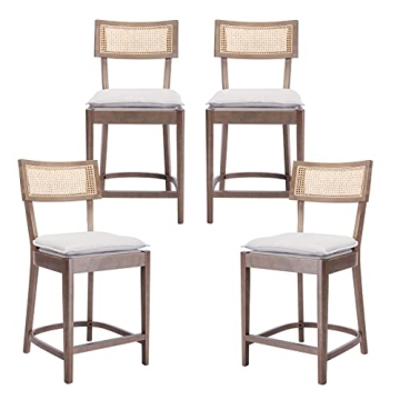 Elegant QUNINJAY Rattan Counter Stools Set of 4