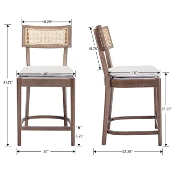Elegant QUNINJAY Rattan Counter Stools Set of 4