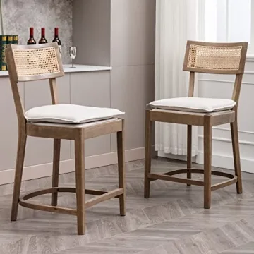 Elegant QUNINJAY Rattan Counter Stools Set of 4