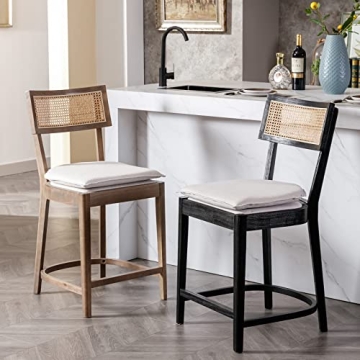 Elegant QUNINJAY Rattan Counter Stools Set of 4