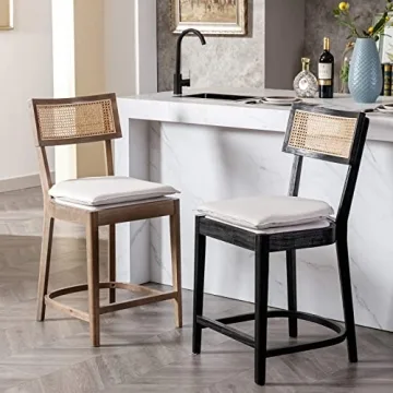 Elegant QUNINJAY Rattan Counter Stools Set of 4