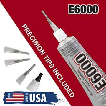 E6000 1-Ounce Tube with Precision Tips Industrial Strength Adhesive for Crafting and Wooden Art Dotting Stylus Pens 5 pcs Set - Rhinestone Applicator Kit - Rhinestone Applicator Kit for Arts and Craft