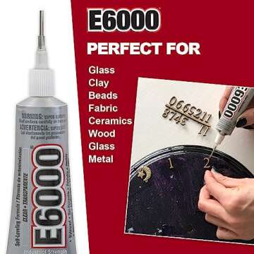E6000 1-Ounce Tube with Precision Tips Industrial Strength Adhesive for Crafting and Wooden Art Dotting Stylus Pens 5 pcs Set - Rhinestone Applicator Kit - Rhinestone Applicator Kit for Arts and Craft