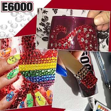 E6000 1-Ounce Tube with Precision Tips Industrial Strength Adhesive for Crafting and Wooden Art Dotting Stylus Pens 5 pcs Set - Rhinestone Applicator Kit - Rhinestone Applicator Kit for Arts and Craft