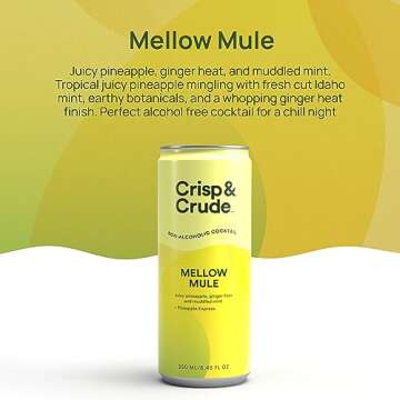 Crisp & Crude Non Alcoholic Sparkling Cocktail - Mellow Mule - Mood Lifting Mocktail Infused With Bo...
