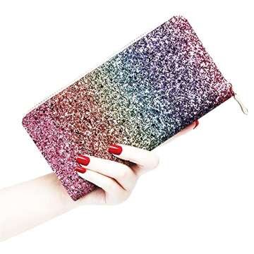 KUKOO Glitter Wallet for Women Shiny Long Phone Clutch Purse Ladies Card Holder