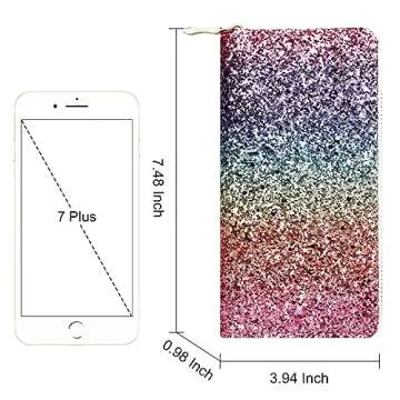 KUKOO Glitter Wallet for Women Shiny Long Phone Clutch Purse Ladies Card Holder