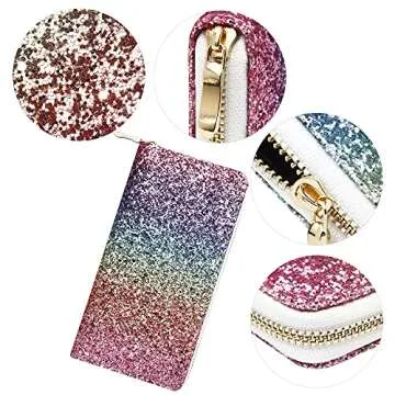KUKOO Glitter Wallet for Women Shiny Long Phone Clutch Purse Ladies Card Holder