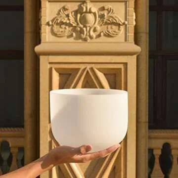 ALIOTH 8 inch A Note Third Eye Chakra Frosted Quartz Crystal Singing Bowl For Meditation and Sound Therapy