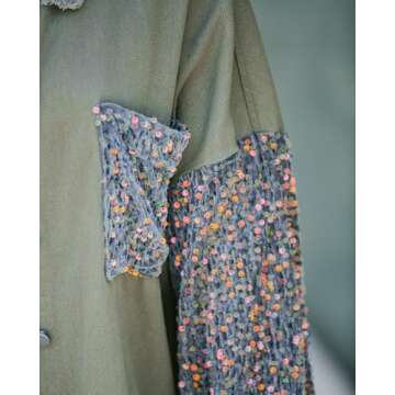 Chic Me Womens Sequin Oversized Denim Shacket