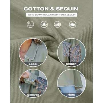 Chic Me Womens Sequin Oversized Denim Shacket