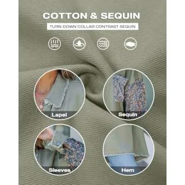 Chic Me Womens Sequin Oversized Denim Shacket