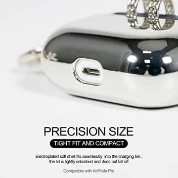 AirPods Pro Case Cover Silver,Mirror Plating Silicone Cover Airpod Pro Accessories with Keychain for Apple 2019 AirPods Pro Case(Silver)