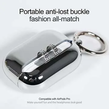 AirPods Pro Case Cover Silver,Mirror Plating Silicone Cover Airpod Pro Accessories with Keychain for Apple 2019 AirPods Pro Case(Silver)