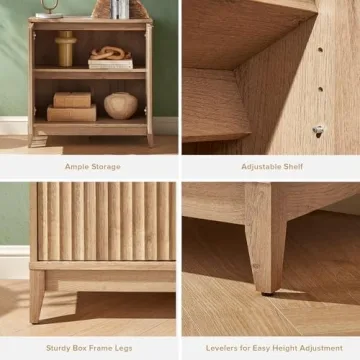 Mopio Brooklyn Storage Cabinet with Elegant Fluted Panel