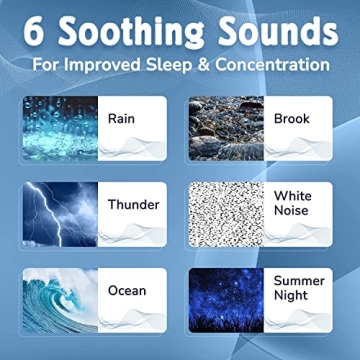 Compact Sound Machine for Sleep and Travel with 6 Sounds
