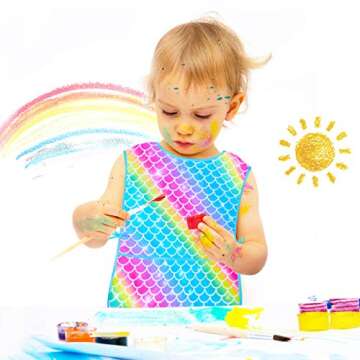 Sylfairy Art Smock for Kids Waterproof Artist Painting Sleeveless Smocks Toddler Painting Apron, Pur...