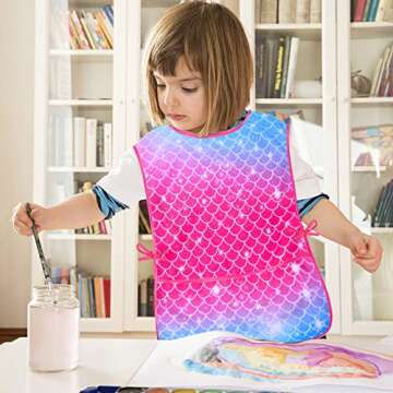 Sylfairy Art Smock for Kids Waterproof Artist Painting Sleeveless Smocks Toddler Painting Apron, Purple