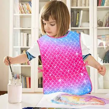 Sylfairy Art Smock for Kids Waterproof Artist Painting Sleeveless Smocks Toddler Painting Apron, Purple