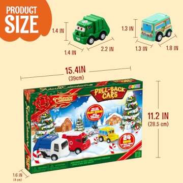 JOYIN 2024 Advent Calendar with 24 Vehicles,Advent Calendar Cars kids Toddler Boys, Xmas Gift 24 Cars with Pull Back Car Police Racing Cars