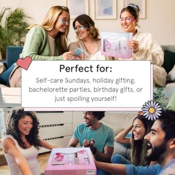 grace & stella Award Winning Weekend Reset Valentines Day Gifts - Birthday Gifts for Women with Eye Masks, Hyaluronic Acid Serum, Mud Mask & More, Bridesmaid Proposal Gifts - Vegan Skincare, Self Care