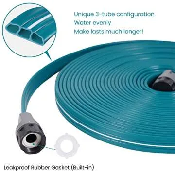 LINEX 50ft Sprinkler Soaker Hose with Stakes for Gardens