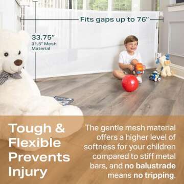 Cumbor Retractable Baby Gates - 33" Tall & 76" Wide for Safety