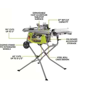RTS23-RHTM25 Fits For RYOBI 15 Amp 10 in. Expanded Capacity Portable Corded Table Saw With Rolling Stand and 25 ft. Compact Tape Measure