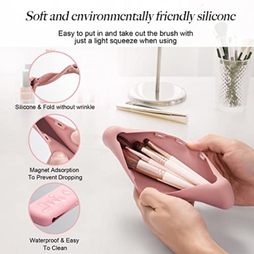 Travel Makeup Brush Holder Portable Silicone Cosmetic Bag