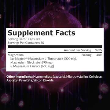Intelligent Labs MagEnhance Magtein Magnesium Complex Supplement L-Threonate with Magnesium Glycinate and Taurate, 90 Capsules