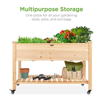Ergonomic Mobile Garden Planter with Storage and Wheels