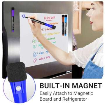 Vibrant Magnetic Dry Erase Markers Fine Point - 12 Colors