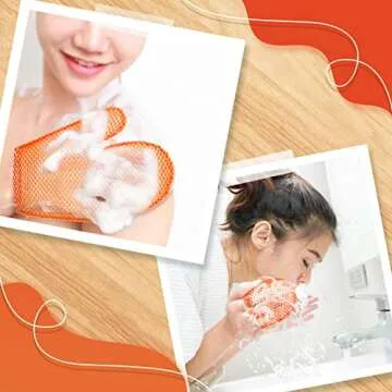 Karenhi Honeycomb Exfoliating Scrubber Set, Honeycomb Face and Body Scrubber Include Spa Bath Mitt Honeycomb Exfoliating Glove for Body Shower, Face Exfoliator Scrubber Sponge, Quick Drying (Orange)