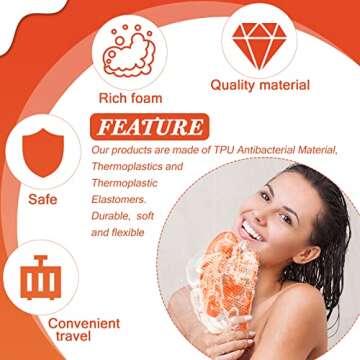 Karenhi Honeycomb Exfoliating Scrubber Set, Honeycomb Face and Body Scrubber Include Spa Bath Mitt Honeycomb Exfoliating Glove for Body Shower, Face Exfoliator Scrubber Sponge, Quick Drying (Orange)